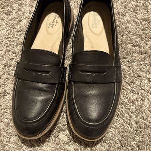 Women’s black Clark’s loffers